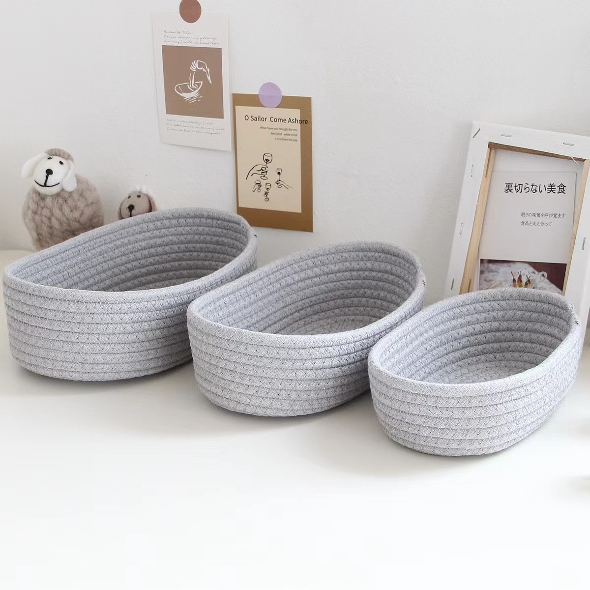 Handwoven Cotton Desk Tray for Small Items