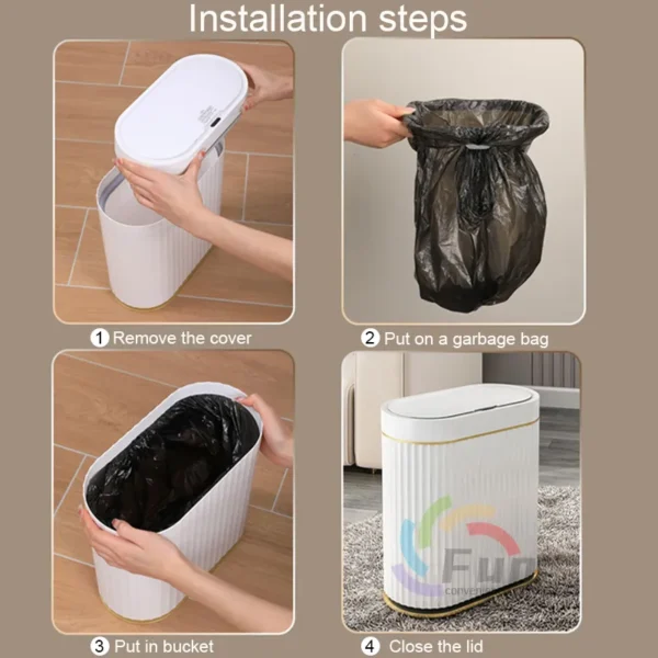 12 15L Trash Can Sensor Automatic Household Trash Bin Bathroom Storage Bucket Toilet Waterproof Narrow Trash 1