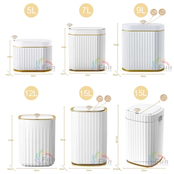 12 15L Trash Can Sensor Automatic Household Trash Bin Bathroom Storage Bucket Toilet Waterproof Narrow Trash 2