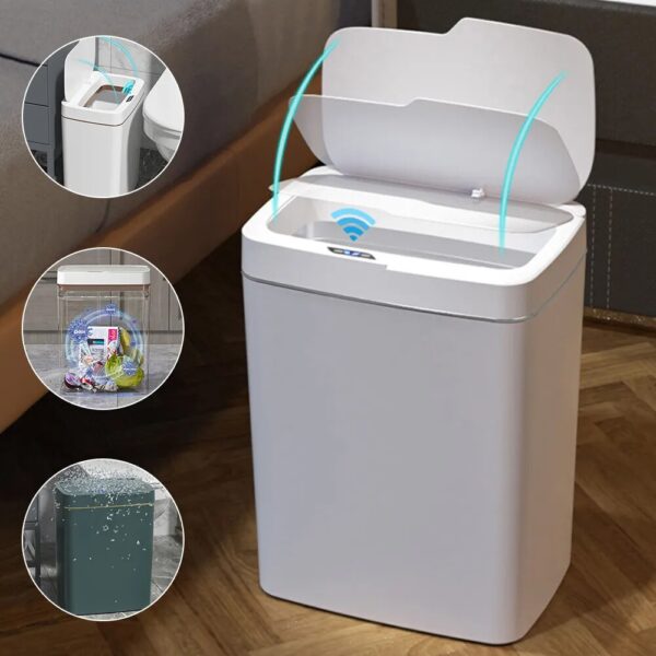 15 18L Smart Sensor Trash Can Waterproof Intelligent Touchless Trash Can Sensor Rubbish Can Rechargeable for