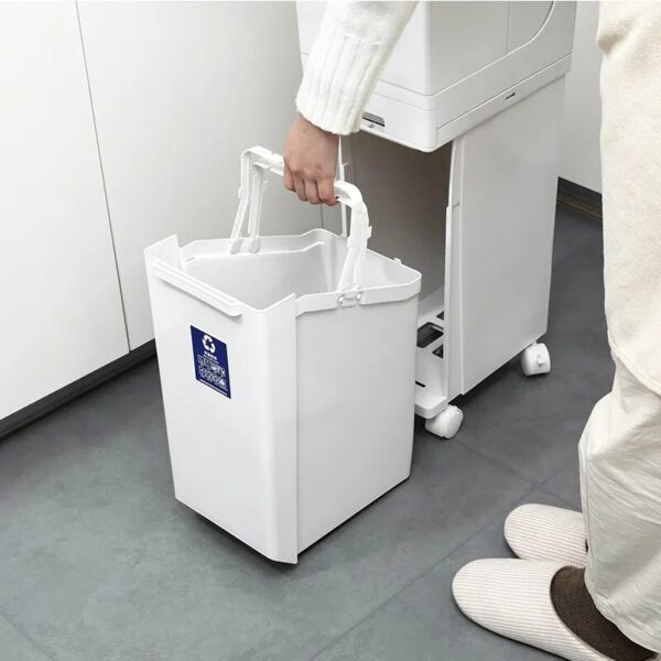 42L 2 Layer Wet Dry Sorted Kitchen Trash Can Moveble Recycle Waste Bin Trash Bin Dustbin 5