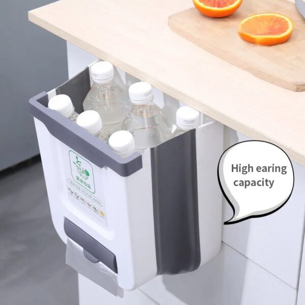 8L Kitchen Trash Can Portable Foldable Large Car Waste Bin For Bathroom Kitchen Cabinet Door Wall 3