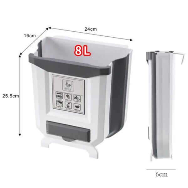 8L Kitchen Trash Can Portable Foldable Large Car Waste Bin For Bathroom Kitchen Cabinet Door Wall 5