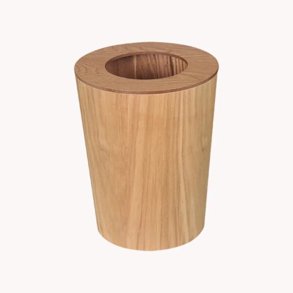 9L Garbage Can With Lid Waste Bins Solid Wood Wastebasket Home Cleaning Tools Round Trash Can 4