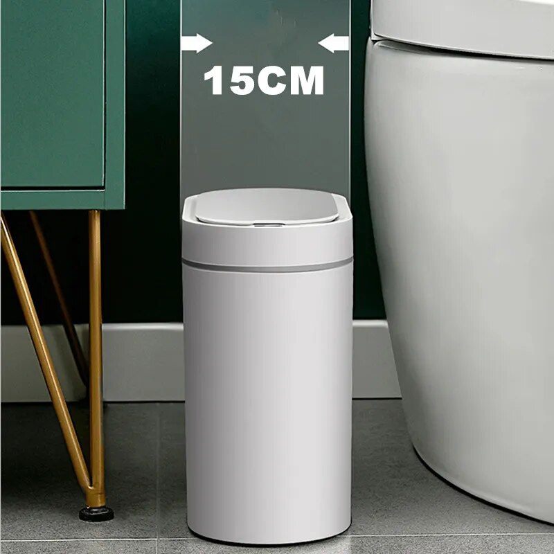 Automatic Sensor Trash Can Electronic Household Smart Bin Kitchen Dustbin Bathroom Toilet Waterproof Narrow Seam Bucket Garbage