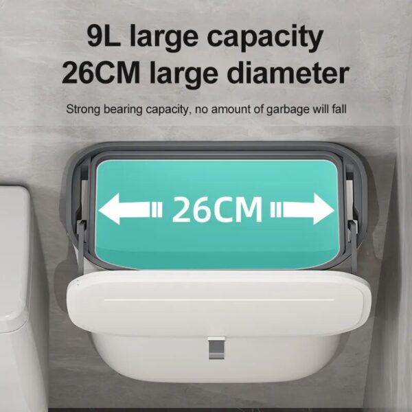 Bathroom Trash Can Wall Mounted Hanging Trash Bin With Lid Waterproof Narrow Seam Rubbish Bin Toilet 2