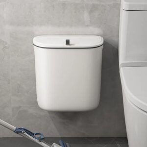 Bathroom Trash Can Wall Mounted Hanging Trash Bin With Lid Waterproof Narrow Seam Rubbish Bin Toilet