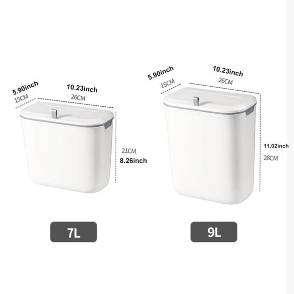 Bathroom Trash Can Wall Mounted Hanging Trash Bin With Lid Waterproof Narrow Seam Rubbish Bin Toilet 5