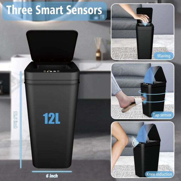 Bathroom Trash Can with Lid Touchless Automatic Garbage Can Slim Motion Sensor Smart Trash Bin for 1