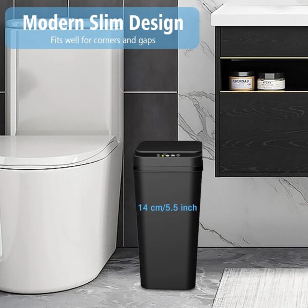 Bathroom Trash Can with Lid Touchless Automatic Garbage Can Slim Motion Sensor Smart Trash Bin for 3