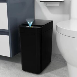 Bathroom Trash Can with Lid Touchless Automatic Garbage Can Slim Motion Sensor Smart Trash Bin for