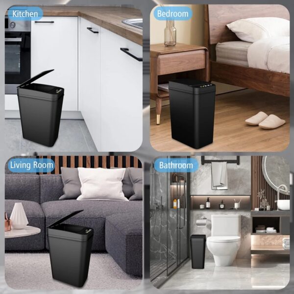 Bathroom Trash Can with Lid Touchless Automatic Garbage Can Slim Motion Sensor Smart Trash Bin for 5