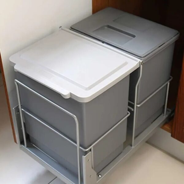 Built in Kitchen Trash Can Waste Bin Hide Style Pull Out Dustbin Modern Folding Kitchen Garbage 1