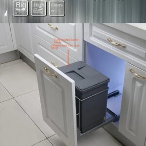 Built in Kitchen Trash Can Waste Bin Hide Style Pull Out Dustbin Modern Folding Kitchen Garbage