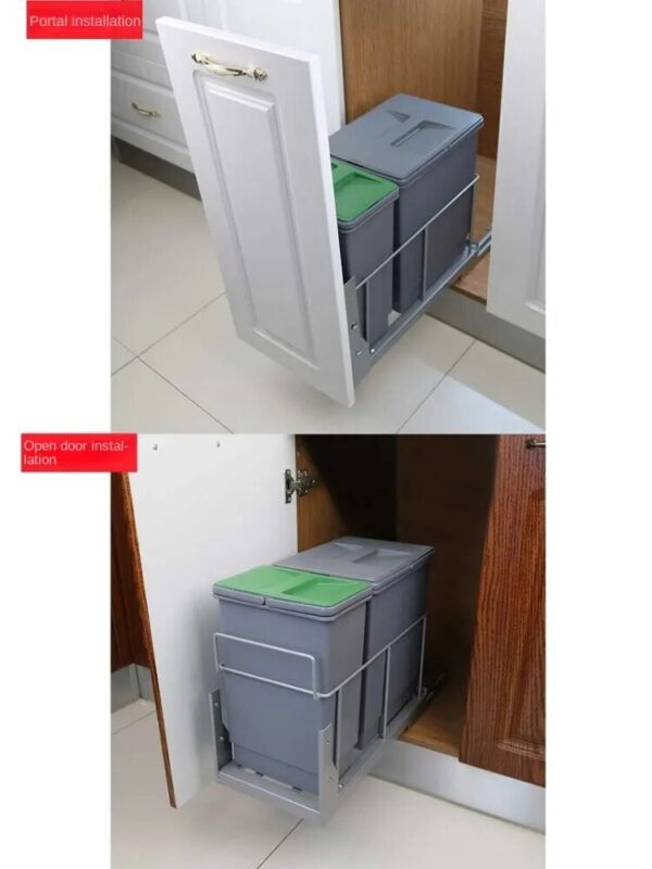 Built in Kitchen Trash Can Waste Bin Hide Style Pull Out Dustbin Modern Folding Kitchen Garbage 4