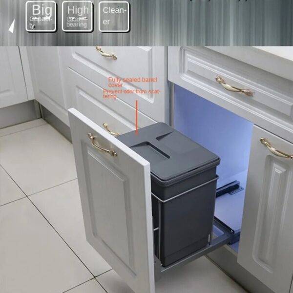 Built in Kitchen Trash Can Waste Bin Hide Style Pull Out Dustbin Modern Folding Kitchen Garbage