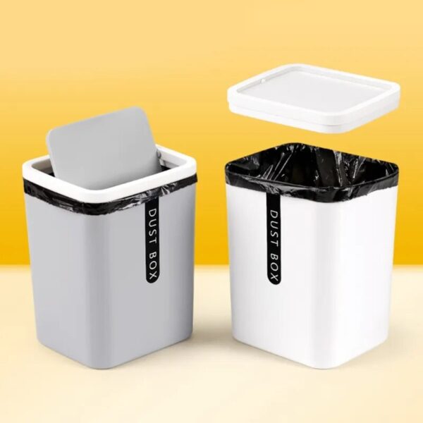 Creative Mini Desktop Trash Can Tabletop Plastic Small Waste Bin with Lid Countertop Garbage Basket Trashbox 1