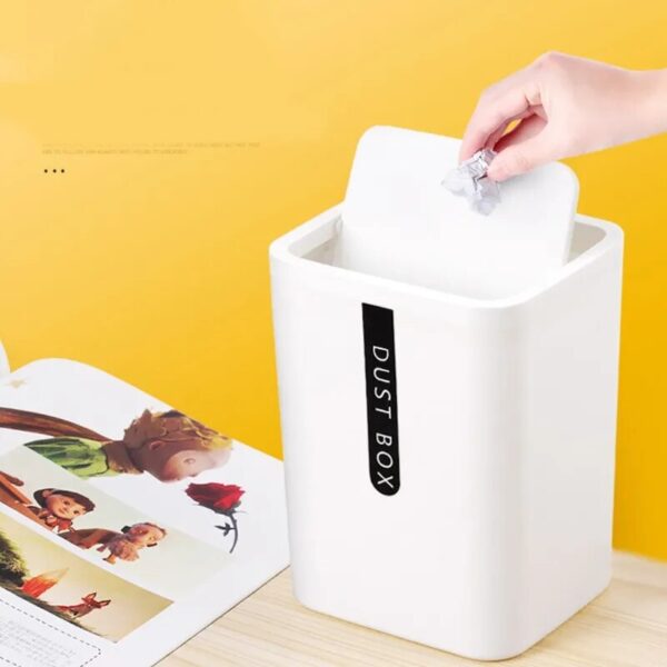 Creative Mini Desktop Trash Can Tabletop Plastic Small Waste Bin with Lid Countertop Garbage Basket Trashbox 2