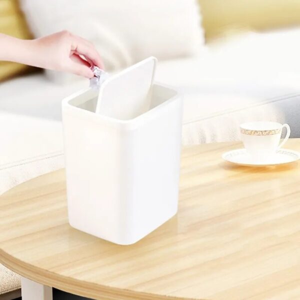 Creative Mini Desktop Trash Can Tabletop Plastic Small Waste Bin with Lid Countertop Garbage Basket Trashbox 4