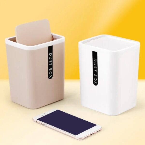 Creative Mini Desktop Trash Can Tabletop Plastic Small Waste Bin with Lid Countertop Garbage Basket Trashbox