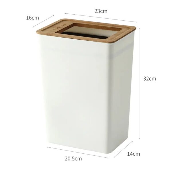 Fashion Plastic Trash Can Large Bamboo Trash Can Simple Living Room Bedroom Bathroom Kitchen Wastebasket Lixeira 5