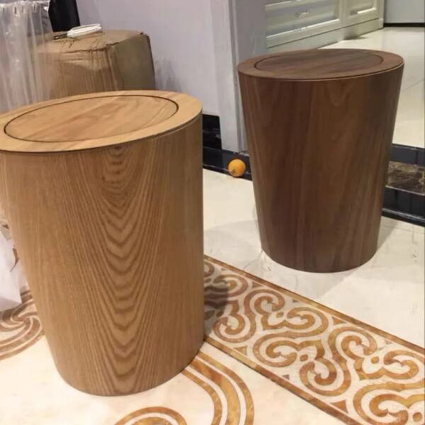 Garbage Can Wood Hotel Bedroom Toilet Trash Rubbish Bin Wastebasket 3