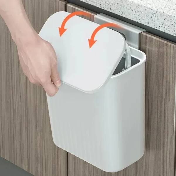 Hanging Trash Can with Lid Large Capacity Kitchen Recycling Garbage Basket Cabinet Door Bathroom Wall Mounted 1