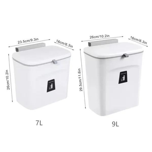 JYPS 7 9L Hanging Trash Can For Kitchen Large Capacity Kitchen Recycling Garbage basket Bathroom Wall 3