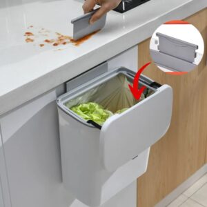 JYPS Hanging Kitchen Trash Can 7 9L Large Capacity Kitchen Recycling Bin Wall mounted with Lid