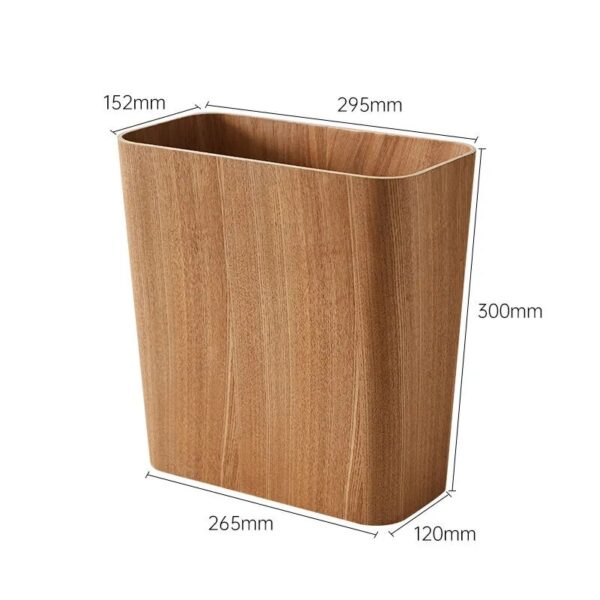 Japanese Stitched Wooden Trash Can Household Living Room Kitchen Toilet Paper Basket Hidden Creative Garbage Bags 5