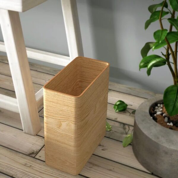 Japanese style Wooden Trash Bin Nordic Bathroom Kitchen Square Round Rubbish Bin Toilet Office Paper Bin 2