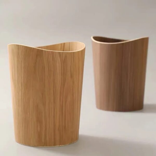 Japanese style Wooden Trash Bin Nordic Bathroom Kitchen Square Round Rubbish Bin Toilet Office Paper Bin 5