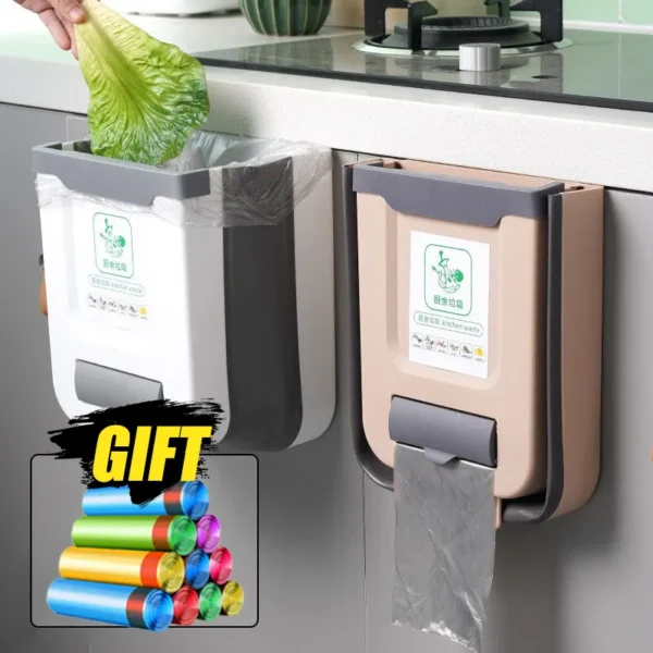 Kitchen Wall Mounted Folding Trash Can Home Cabinet Hanging Storage Trash Can Classified Hanging Trash Can