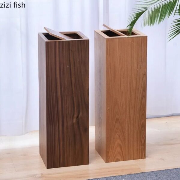 Large Capacity Wooden Trash Can Square Storage Bucket Large Wastebasket Waste Bins Garbage Can Trash Bin 1