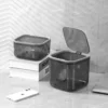 Light Luxury Mini Transparent Desktop Bin INS Small Trash Can with Cover Bedroom Trash Garbage Can 1