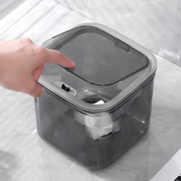 Light Luxury Mini Transparent Desktop Bin INS Small Trash Can with Cover Bedroom Trash Garbage Can 2