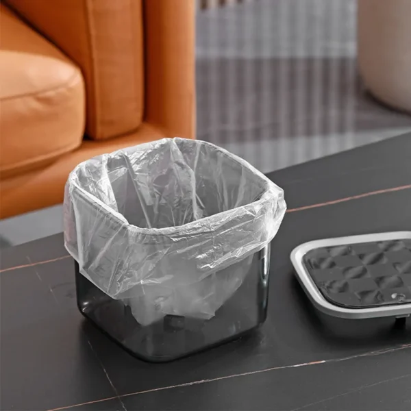 Light Luxury Mini Transparent Desktop Bin INS Small Trash Can with Cover Bedroom Trash Garbage Can