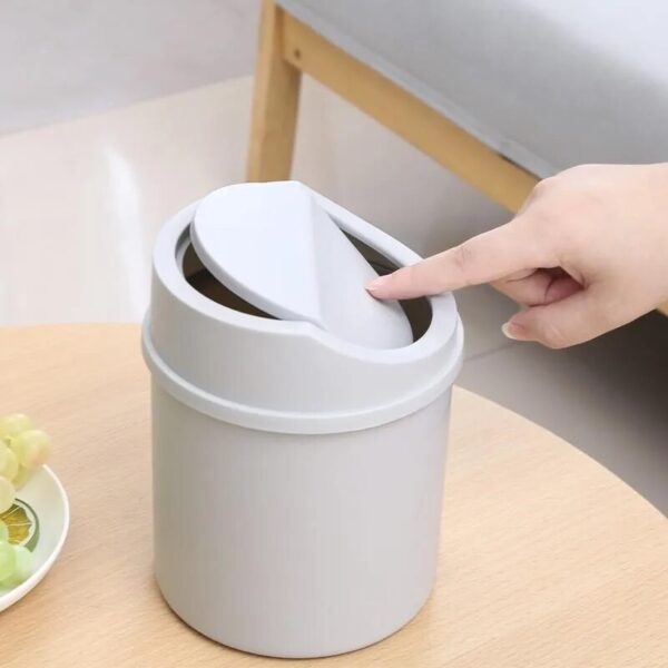 Mini Desktop Bin Small Trash Can Tube with Cover Bedroom Trash Can Garbage Can Clean Workspace 2