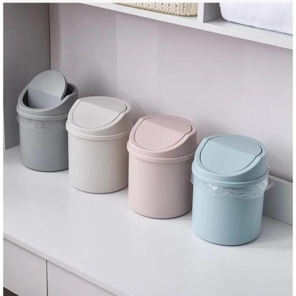 Mini Desktop Bin Small Trash Can Tube with Cover Bedroom Trash Can Garbage Can Clean Workspace