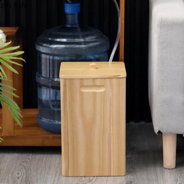 Modern Wooden Trash Can Storage Bucket Paper Basket Home Kitchen Trash Bin Garbage Can Waste Bin 3