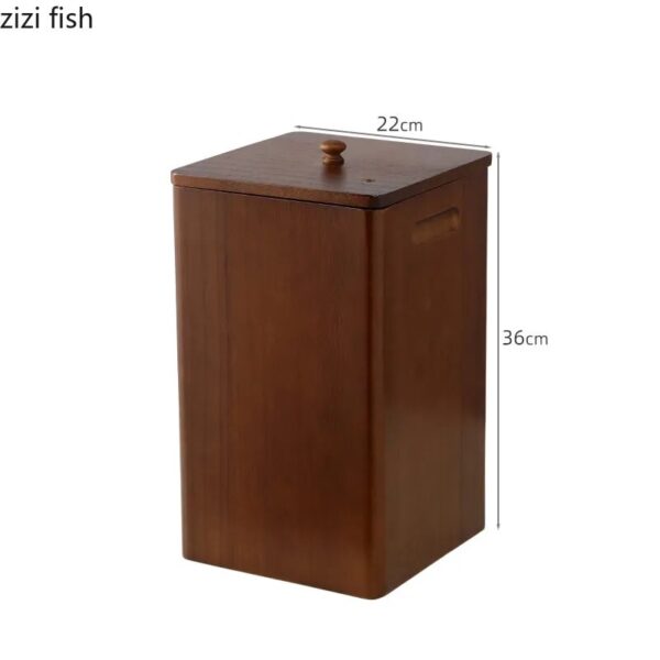 Modern Wooden Trash Can Storage Bucket Paper Basket Home Kitchen Trash Bin Garbage Can Waste Bin 5