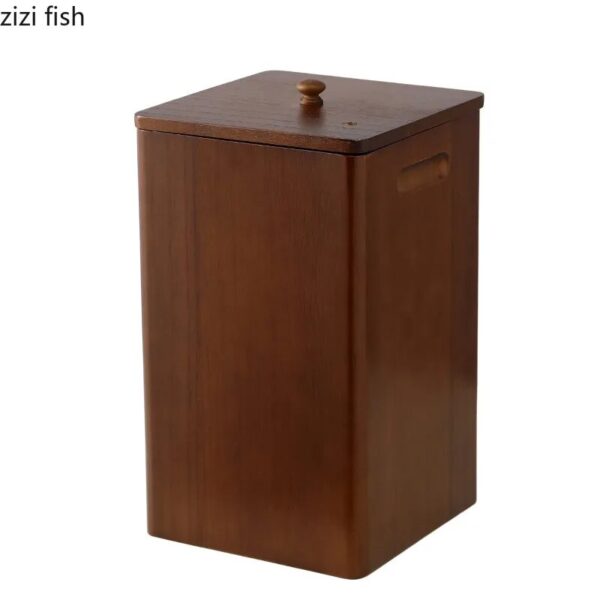 Modern Wooden Trash Can Storage Bucket Paper Basket Home Kitchen Trash Bin Garbage Can Waste Bin