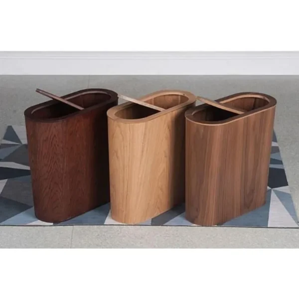 New Nordic Wooden Trash Can Large capacity with Lid Kitchen Trash Can Solid Wood Paper Basket 1