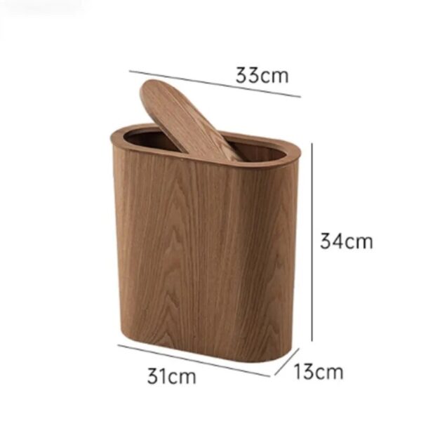 New Nordic Wooden Trash Can Large capacity with Lid Kitchen Trash Can Solid Wood Paper Basket 3