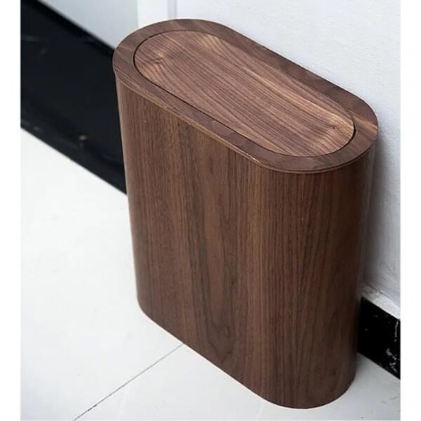 New Nordic Wooden Trash Can Large capacity with Lid Kitchen Trash Can Solid Wood Paper Basket