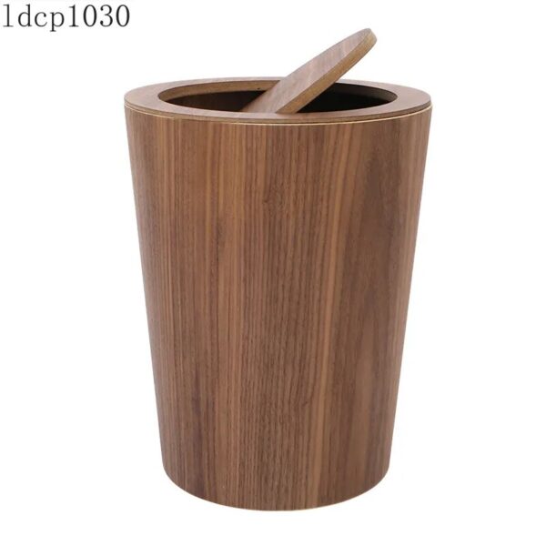 Nordic Simple Wooden Creative Trash Can Household Trash Can with Lid Living Room Bathroom High end 4