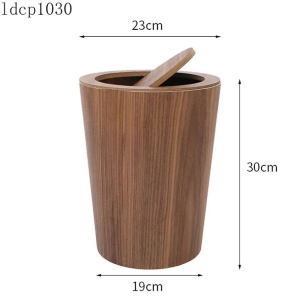 Nordic Simple Wooden Creative Trash Can Household Trash Can with Lid Living Room Bathroom High end 5