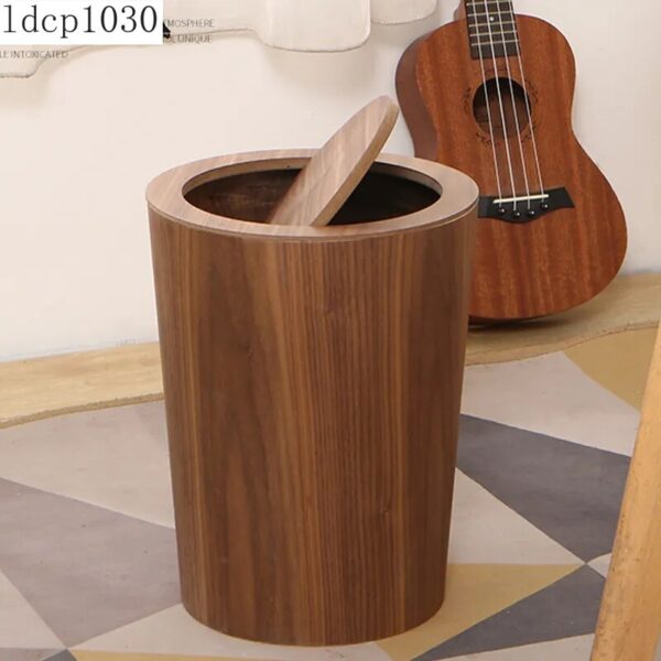 Nordic Simple Wooden Creative Trash Can Household Trash Can with Lid Living Room Bathroom High end