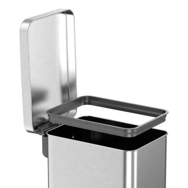 Qualiazero 13 2 Gallon Trash Can Stainless Steel Step On Slim Kitchen Trash Can Silver 2