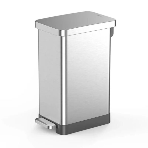 Qualiazero 13 2 Gallon Trash Can Stainless Steel Step On Slim Kitchen Trash Can Silver